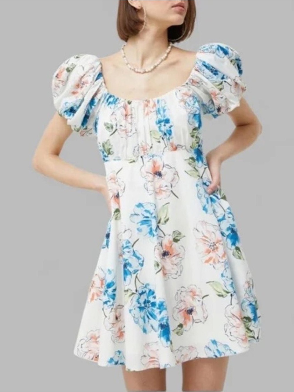 Abercrombie & Fitch Emerson Poplin Puff Sleeve Floral Mini Dress